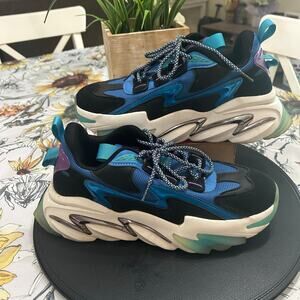 Mazino Crinoid-002 Men’s Sneakers Size 8 Blue Black Leather Suede Shoes